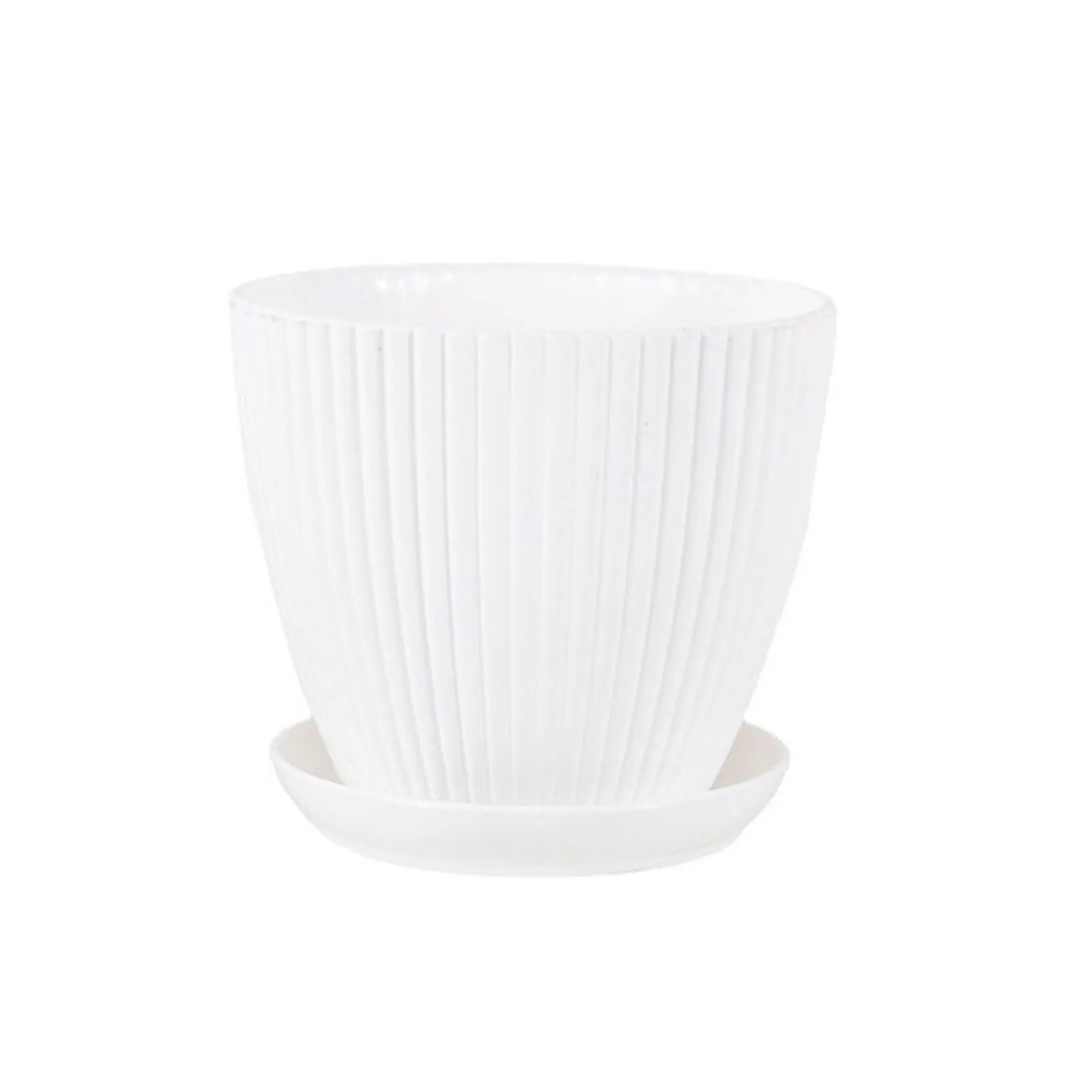 Modern Plastic Flower Pot with Ribbed Design