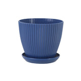 Modern Plastic Flower Pot with Ribbed Design
