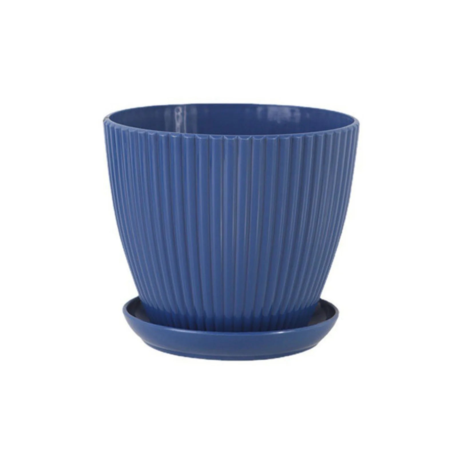 Modern Plastic Flower Pot with Ribbed Design