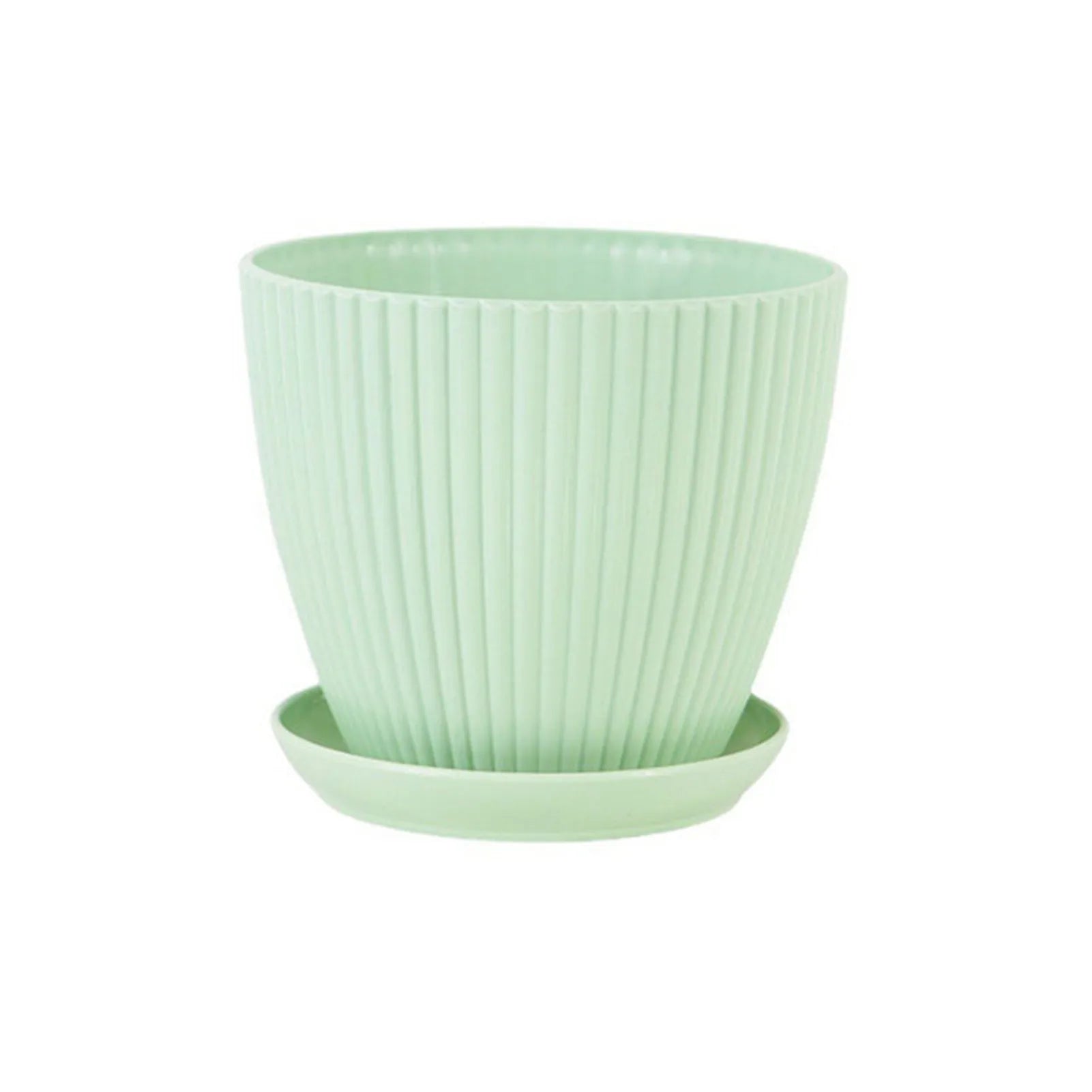Modern Plastic Flower Pot with Ribbed Design