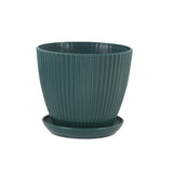 Modern Plastic Flower Pot with Ribbed Design