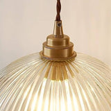 Modern Ribbed Glass Dome Pendant Light