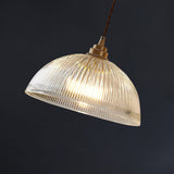 Modern Ribbed Glass Dome Pendant Light