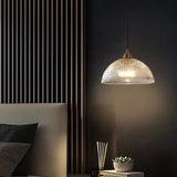 Modern Ribbed Glass Dome Pendant Light