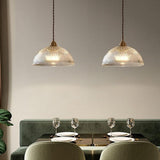 Modern Ribbed Glass Dome Pendant Light