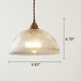 Modern Ribbed Glass Dome Pendant Light