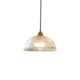 Modern Ribbed Glass Dome Pendant Light