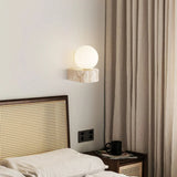 Modern Travertine Globe LED Wall Sconce