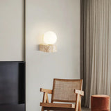 Modern Travertine Globe LED Wall Sconce