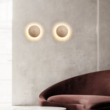 Modern Travertine Round LED Wall Sconce