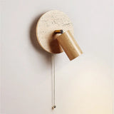 Modern Travertine Wood Rotating Wall Sconce