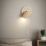 Modern Travertine Wood Rotating Wall Sconce