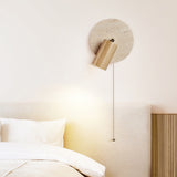 Modern Travertine Wood Rotating Wall Sconce