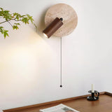 Modern Travertine Wood Rotating Wall Sconce
