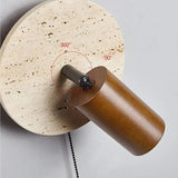 Modern Travertine Wood Rotating Wall Sconce
