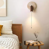 Modern Travertine Wood Rotating Wall Sconce