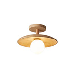 Natural Wood Dome Semi-Flush Ceiling Light