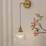 Nordic Brass Glass Flower Wall Light