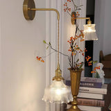 Nordic Brass Glass Flower Wall Light