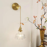 Nordic Brass Glass Flower Wall Light
