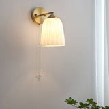Nordic Brass Wall Sconce with Ribbed Glass