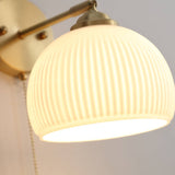 Nordic Brass Wall Sconce with Ribbed Glass