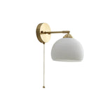 Nordic Brass Wall Sconce with Ribbed Glass