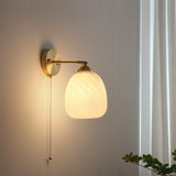 Nordic Brass Wall Sconce with Ribbed Glass