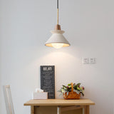 Nordic Cement Wood Tapered Pendant Light