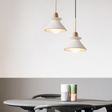 Nordic Cement Wood Tapered Pendant Light