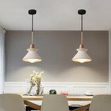 Nordic Cement Wood Tapered Pendant Light