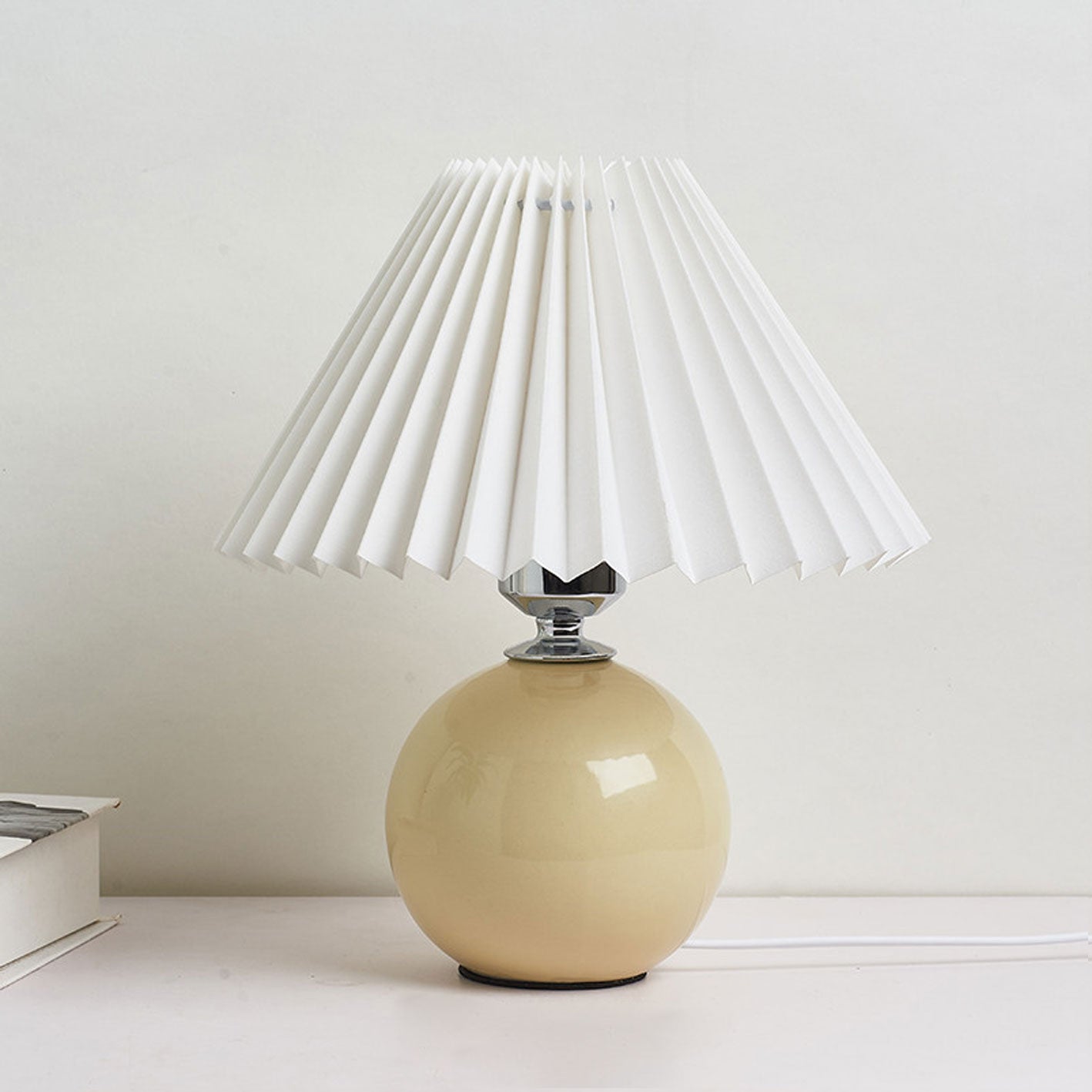 Nordic Ceramic Table Lamp with Pleated Shade