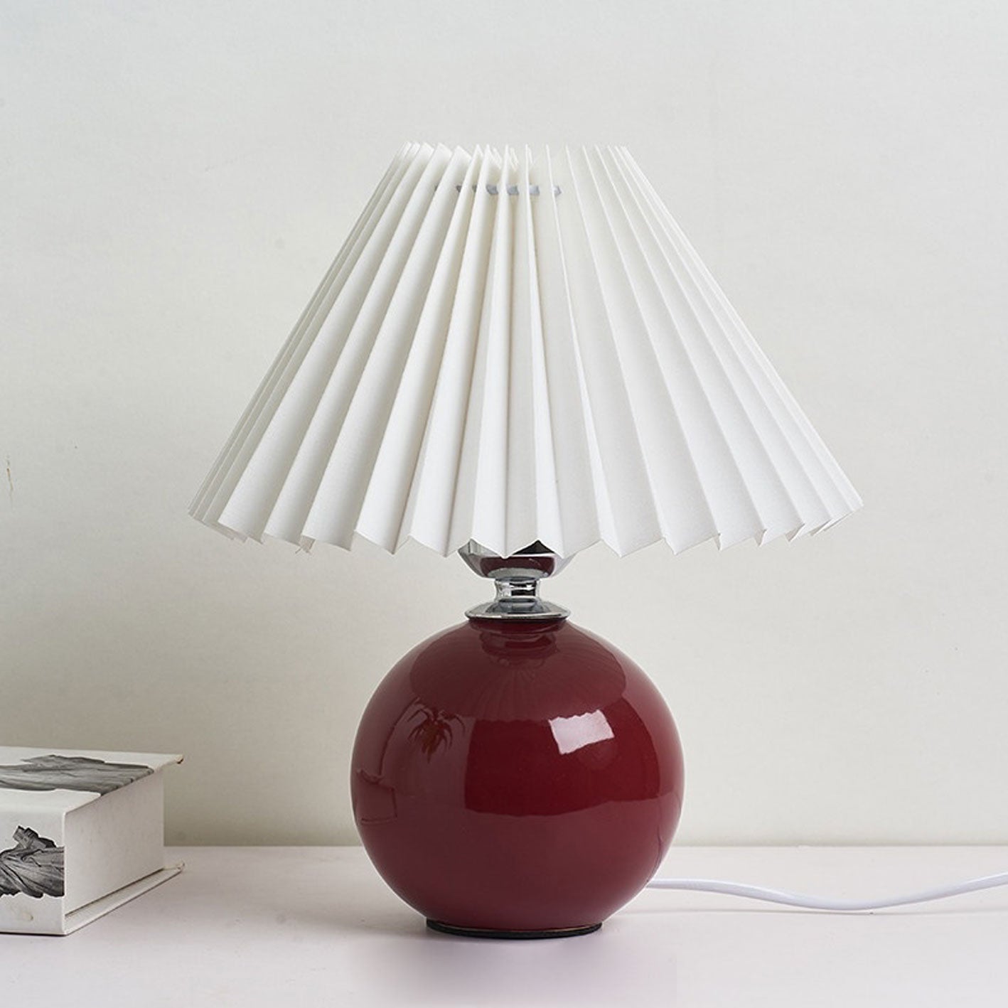 Nordic Ceramic Table Lamp with Pleated Shade