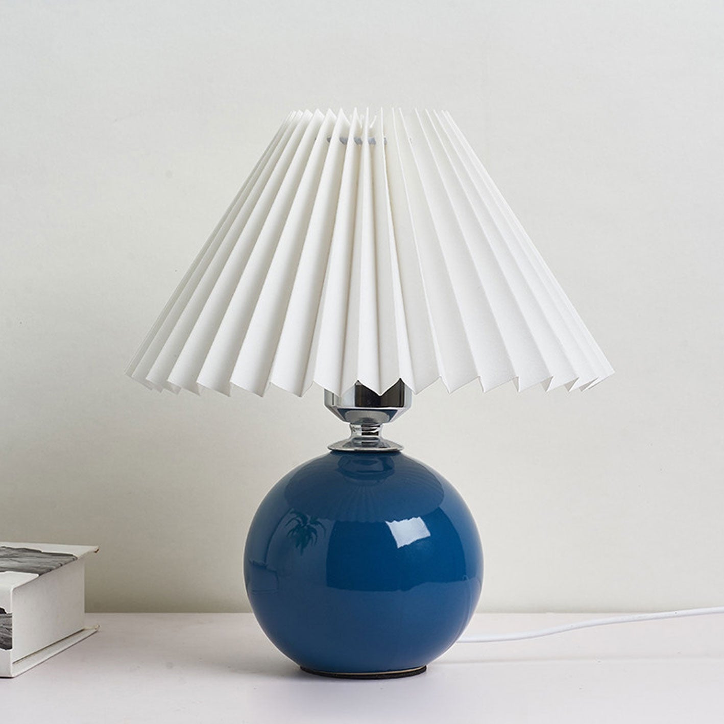 Nordic Ceramic Table Lamp with Pleated Shade