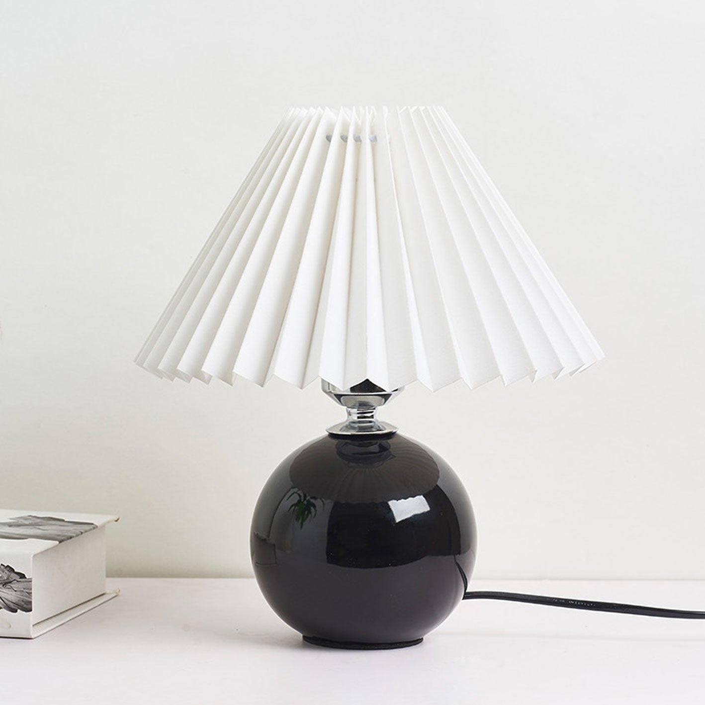 Nordic Ceramic Table Lamp with Pleated Shade
