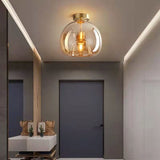 Nordic Glass Globe Semi Flush Ceiling Light