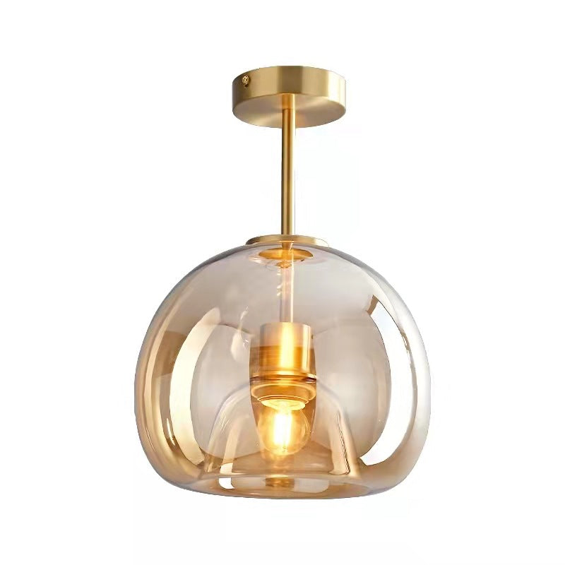 Nordic Glass Globe Semi Flush Ceiling Light
