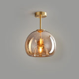 Nordic Glass Globe Semi Flush Ceiling Light
