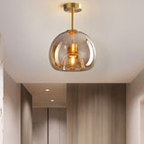 Nordic Glass Globe Semi Flush Ceiling Light
