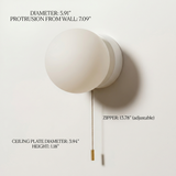 Nordic Glass Globe Wall Sconce with Pull Cord