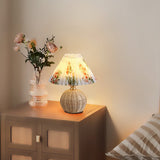 Nordic Rattan Table Lamp with Pleated Shade