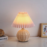 Nordic Rattan Table Lamp with Pleated Shade