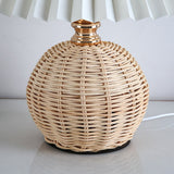Nordic Rattan Table Lamp with Pleated Shade