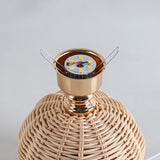 Nordic Rattan Table Lamp with Pleated Shade