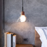 Nordic Rippled Glass Wood Pendant Light