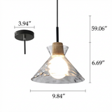 Nordic Rippled Glass Wood Pendant Light