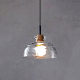 Nordic Rippled Glass Wood Pendant Light