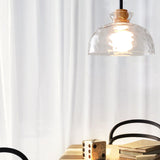 Nordic Rippled Glass Wood Pendant Light