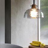 Nordic Rippled Glass Wood Pendant Light