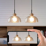 Nordic Rippled Glass Wood Pendant Light